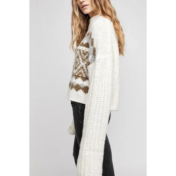 FREE PEOPLE Women's Alpine Pullover Sweater Size M In Ivory - Picture 2 of 12